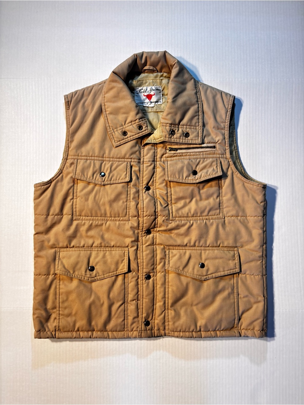 Vtg Field & Stream 1980’s Quilted Insulated Utility Hunting Puffer Vest Sz L USA